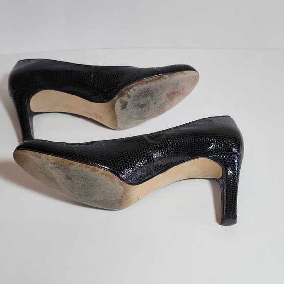Vaneli Black Heels Size 9 Pumps Snakeskin Udex 3" Round Almond Toe Shoes Womens - Picture 5 of 5